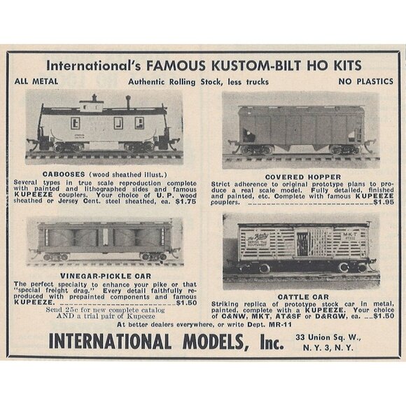 International Models Inc Kustom Bilt HO Kits Vintage Print Ad Original 1954 NY N - Picture 1 of 1